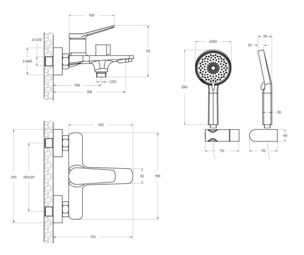Смеситель для ванны BelBagno Unique UNIQUE-VASM-CRM